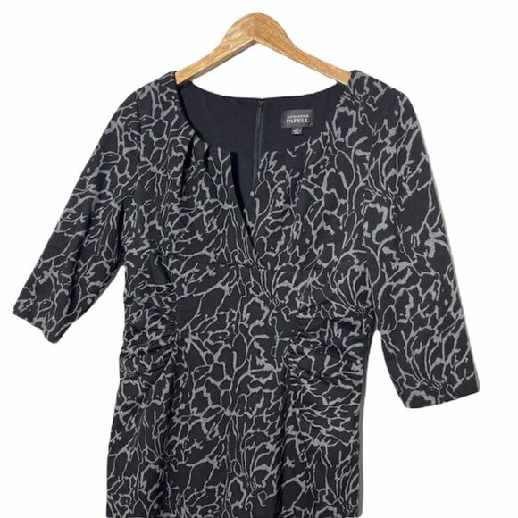 Adriana Papell Black & Grey Knit Sheath Dress 14 Women's Modest 3/4 Sleeves 14 - Picture 3 of 8